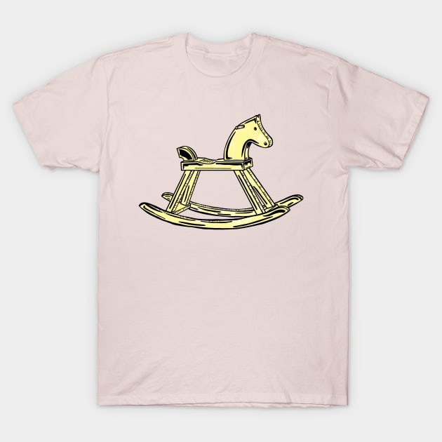 Yellow Rocking Horse With Pink Background T-Shirt by missmann